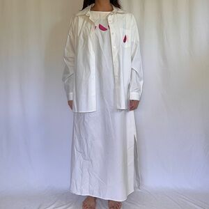 Maggy London White Maxi Dress with Watermelon Slice Appliqués